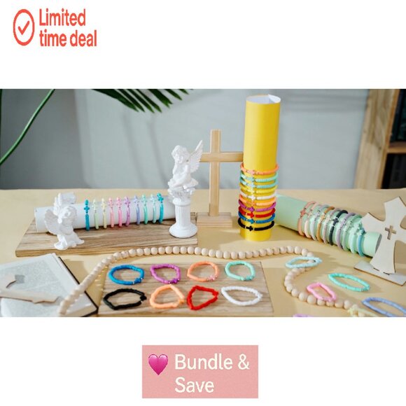 30-Pack Cross Bracelets, Polymer Clay Beads, Elastic Fit, Religious Wristbands - Picture 8 of 8